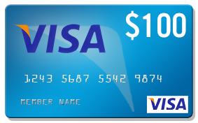 Graphic: blue $100 visa gift card